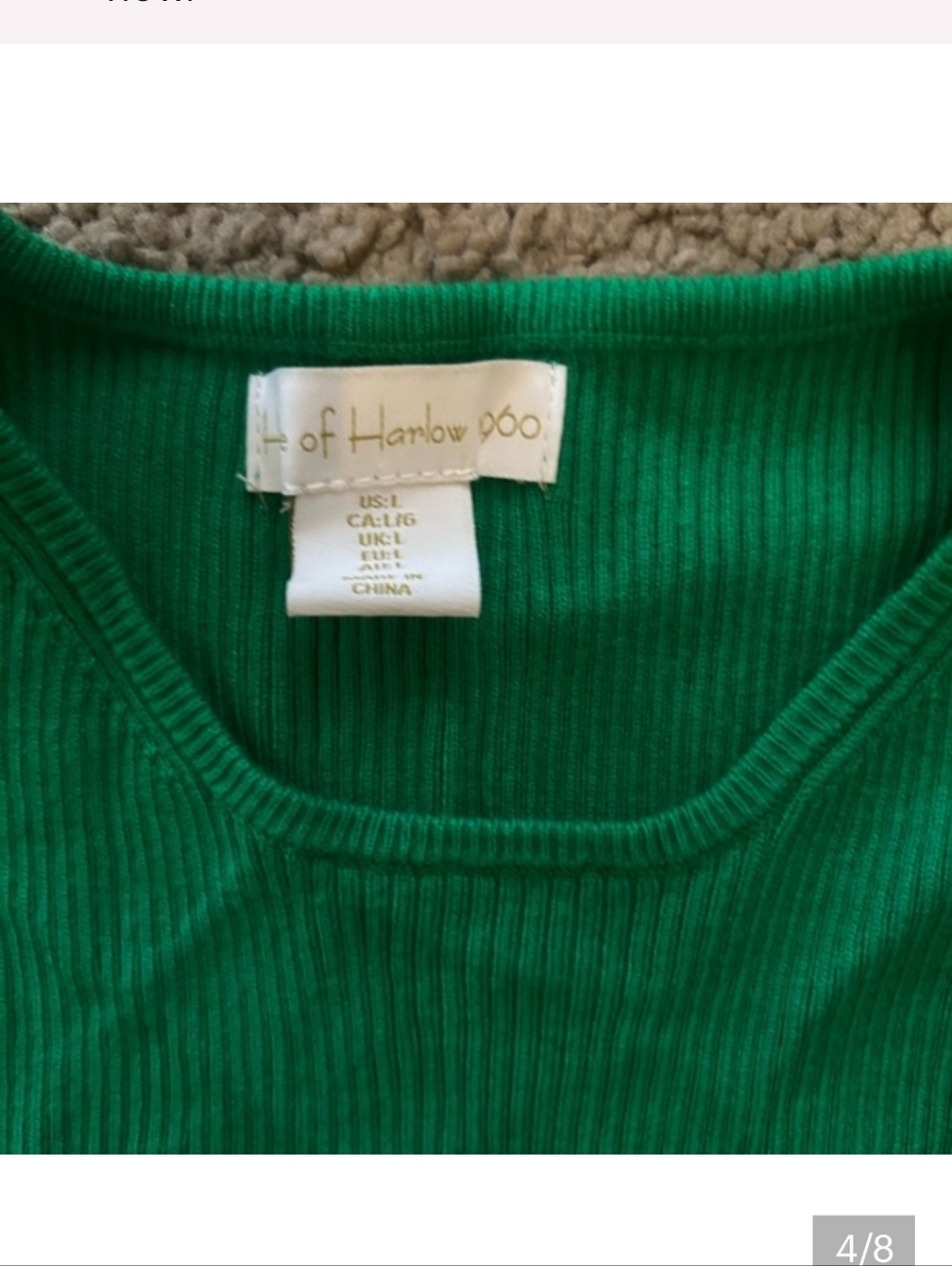 House of Harlow Green Ribbed Set with Boot Cut Flare Pant. Fun, Vibrant! - Picture 2 of 3